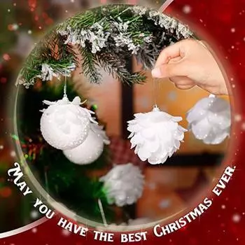 6 шт., подвесные подвески с рождественскими шарами и ремешком со сверкающей отделкой, широко используемые подвесные украшения для рождественской елки A