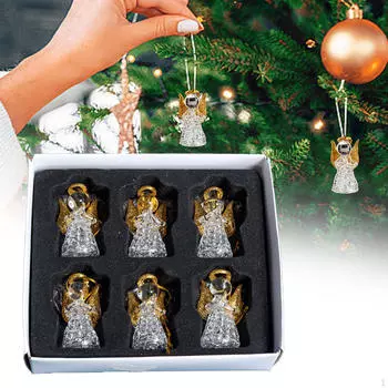 6 шт. подвесных украшений для рождественской елки для общежития, офиса, интерьера, зимы, Рождества, подвески 2.1 cmx4.2 cm золотой