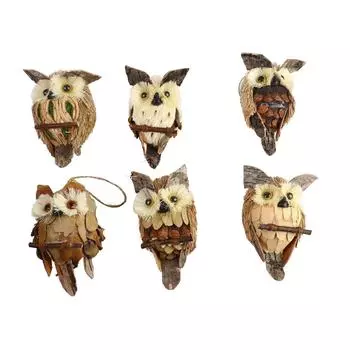 6 шт. подвесных украшений в виде совы, деревенская соломенная деревянная сова, украшение из пеньковой веревки, подвеска для домашних вечеринок