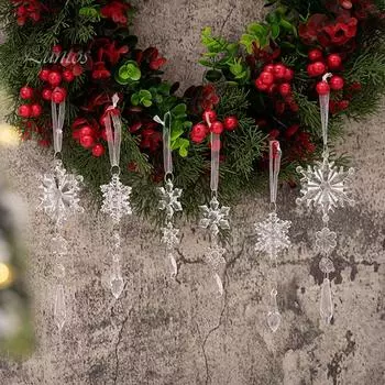 6 шт. подвесок в виде снежинок, прозрачные акриловые снежинки, легко подвешиваемые искусственные снежинки для вечеринки в стиле зимней сказки на Рождество Sets