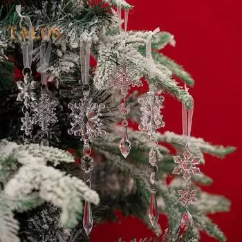 6 шт. подвесок в виде снежинок, прозрачные акриловые снежинки, легко подвешиваемые искусственные снежинки для вечеринки в стиле зимней сказки на Рождество Sets