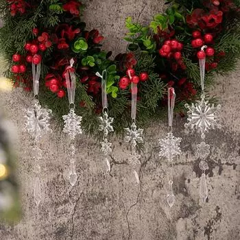 6 шт. подвесок в виде снежинок, прозрачные акриловые снежинки, легко подвешиваемые искусственные снежинки для зимней вечеринки, рождественская елка Sets