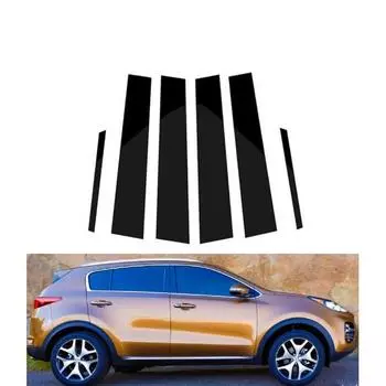 6 шт. полированные стойки для KIA Sportage QL KX5 2016 2017 2018, молдинг окна, накладки, декоративные наклейки, Стайлинг чёрный