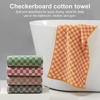 6 шт. полотенец с клетчатым принтом, разноцветные полотенца для мытья лица, полотенца для рук в спортзале, впитывающие хлопковые полотенца, быстросохнущие кухонные полотенца для вытирания 6pcs