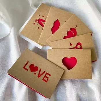 6 шт. поздравительных открыток ко Дню святого Валентина с конвертами, романтические открытки с сердечками на День святого Валентина, годовщины, дни рождения 6pcs