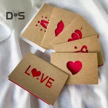 6 шт. поздравительных открыток ко Дню святого Валентина с конвертами, романтические открытки с сердечками на День святого Валентина, годовщины, дни рождения 6pcs