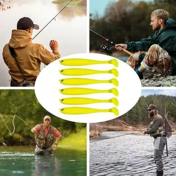 6 шт., практичные, высокопрочные, многоразовые мягкие приманки, поддельные мягкие приманки, приманки, рыболовное оборудование, рыболовные аксессуары S жёлтый