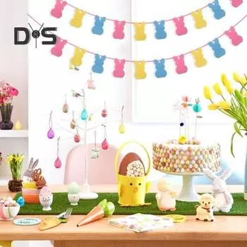 6 шт. Праздничные баннеры из фетра с сердечками ко Дню святого Валентина, баннеры с пасхальным кроликом. Баннеры с клевером ко Дню Святого Патрика, весенние декоративные баннеры для камина на стене дома 6pcs