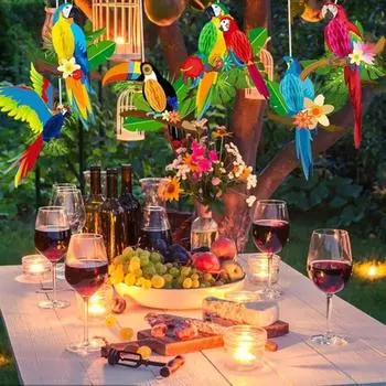 6 шт. праздничных украшений тропические птицы гавайские принадлежности для вечеринок бумажные попугаи соты вырезанные подвески для бара Тики Луау тропический лес вечеринка дворы декор разноцветный