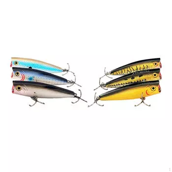 6 шт. приманок для ловли на поверхностную воду, плавающая приманка, прочные приманки для ловли окуня на поверхностную воду, плюхающие