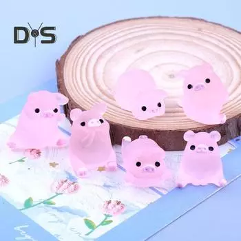 6 шт. привлекательная статуя свиньи, орнамент, технология резьбы, милая светящаяся свинья, мини-портрет, мини-сказочный садовый пейзаж 6pcs