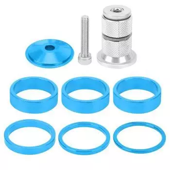6 шт. проставки для рулевой колонки велосипеда, алюминиевый сплав, проставки для руля велосипеда для горного велосипеда, синие Blue