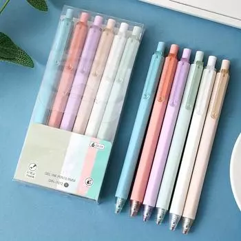 6 шт. простой стиль 0,5 мм мультяшная ручка студенческое обучение письмо гелевая ручка школьные культурные принадлежности подарок (Черные чернила)