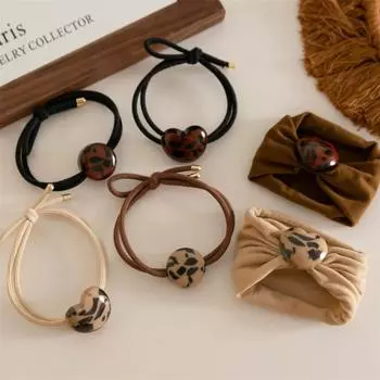 6 шт. Простые леопардовые резинки для волос ручной работы в форме сердца с узлом, высокой эластичности, для завязывания волос, петля для полотенца, повязка на голову