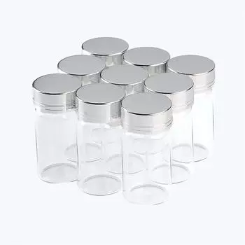 6 шт. Прозрачная стеклянная бутылка с серебряной алюминиевой декоративной крышкой для хранения емкостью 25 мл, бутылка,