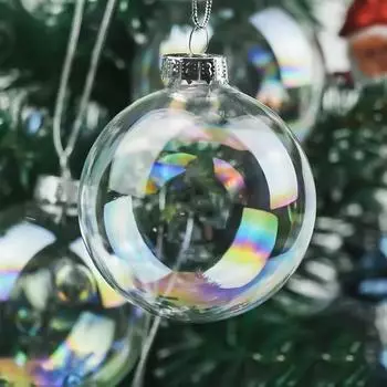 6 шт. прозрачных цветных рождественских шаров 10/8/6 см, подвесной шар для рождественской елки, фестиваль 8cm