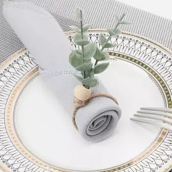 6 шт. пряжки для салфеток искусственные листья веревка декор деревянные бусины богемный