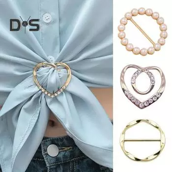 6 шт. пуговиц для одежды с завязками, круглые, в форме сердца, с искусственным жемчугом, стразами, зажимы для шарфов, зажимы для галстуков футболок, зажимы для затягивания рубашек Sets