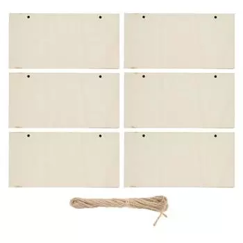 6 шт. пустая деревянная табличка прямоугольная декоративная самодельная незаконченная деревянная вывеска с отверстиями для кофейни