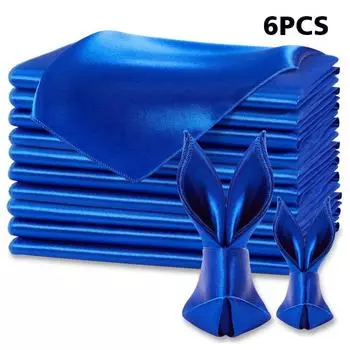 6 шт. ярких шелковых квадратных атласных салфеток для свадебного душа, элегантные роскошные сервировки для банкета, мягкая гладкая ткань для свадьбы 43x43 см королевский синий