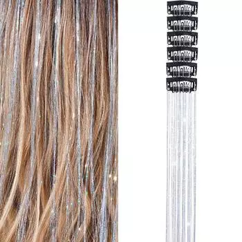 6 шт. Разноцветная мишура для волос, блестящая, сверкающая, мишура феи для волос, наращивание волос, женская