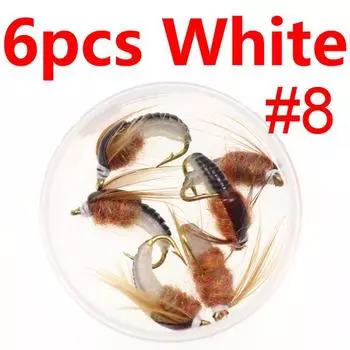 6 шт., реалистичная приманка для ловли форели, нимфа, искусственная приманка для насекомых #8
