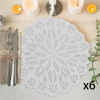 6 шт. Ретро кружевные салфетки под тарелки, нескользящие салфетки под стол, салфетки под чашки для праздников, вечеринок, красный