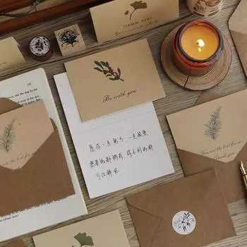 6 шт. ретро-поздравительная открытка с растениями, набор наклеек на конверт из крафт-бумаги, свадьба, день рождения, фестиваль, ручная работа, пожелания, благодарности