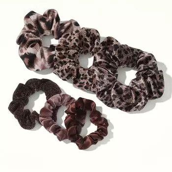 6 шт. Резинки для волос Женские резинки для волос аксессуары для бутика Милый леопардовый принт Высококачественные эластичные головные уборы Тканевая смесь Принт