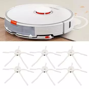 6 шт., робот-пылесос, боковая щетка, силиконовая подметальная щетка, замена боковой щетки для Xiaomi Roborock S7 белый