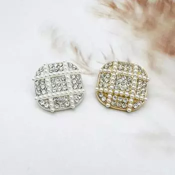 6 шт. роскошный дизайн, золотые, серебряные квадратные металлические пуговицы, инкрустированные жемчугом, подходят для ручного шитья, одежда, брюки, аксессуары для самостоятельного изготовления 18MM