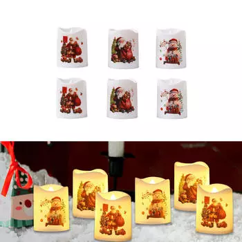 6 шт. Рождественская беспламенная свеча светодиодная лампа рождественские подарки праздничный декор для
