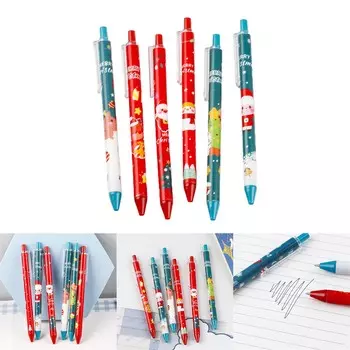 6 шт. Рождественская гелевая ручка, мультяшная выдвижная гелевая ручка, забавная ручка для письма для детей, студенческих игр, награда за угощения на рождественскую вечеринку 24