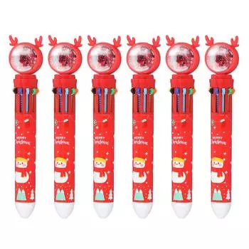 6 шт. Рождественская шариковая ручка 10 цветов Инновационная рождественская шариковая ручка Press для учителя
