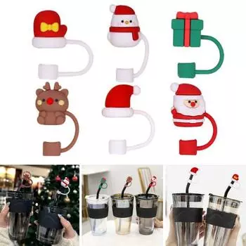 6 шт., рождественская соломенная шляпа 10 мм, пылезащитная, в рождественском стиле, яркий цвет, создает атмосферу, универсальные соломенные заглушки от пыли 6pcs