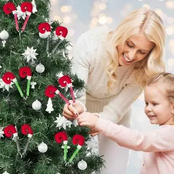 6 шт. рождественские эльфийские ножки-спицевые украшения на елку, плюшевые полосатые эльфийские ножки-спицевые украшения на верхушку елки для праздничного декора