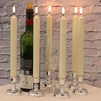 6 шт. рождественские беспламенные свечи, светодиодные конические свечи для окон с дистанционным управлением и таймером, 3D-свечи с фитилем и присосками для праздника 6pcs