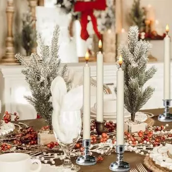 6 шт. рождественские беспламенные свечи, светодиодные конические свечи для окон с дистанционным управлением и таймером, 3D-свечи с фитилем и присосками для праздничного декора 6pcs