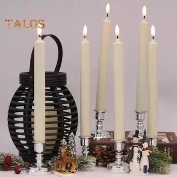 6 шт. рождественские беспламенные свечи, светодиодные конические свечи для окон с дистанционным управлением и таймером, 3D-свечи с фитилем и присосками для праздника 6pcs