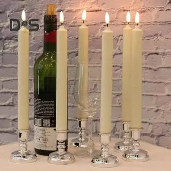 6 шт. рождественские беспламенные свечи, светодиодные конические свечи для окон с дистанционным управлением и таймером, 3D-свечи с фитилем и присосками для праздника 6pcs