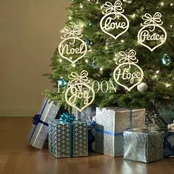 6 шт. Рождественские деревянные украшения Украшения елочные украшения Рождественский декор 1set(6pcs)