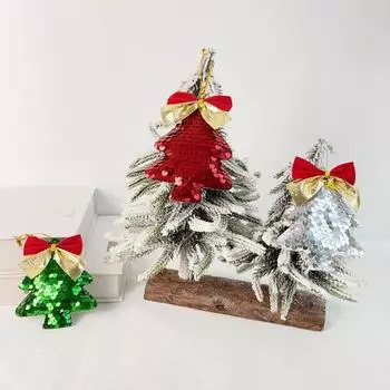 6 шт. Рождественские елочные украшения в форме дерева подвеска с блестками с бантом для рождественских елок стен дверей вечеринок свадебных украшений 6pcs