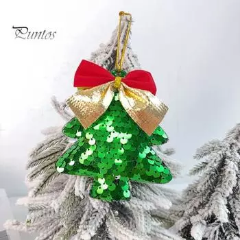 6 шт. Рождественские елочные украшения в форме дерева подвеска с блестками с бантом для рождественских елок стен дверей вечеринок свадебных украшений 6pcs
