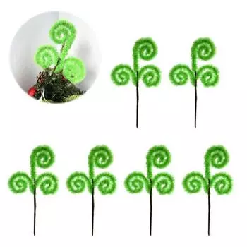 6 шт. Рождественские елочные украшения, зеленые пушистые спиральные вьющиеся стебли, верхушка для рождественской елки, украшение для венков, цветочных композиций, праздничный декор зелёный