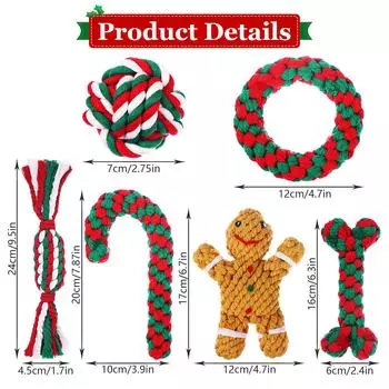 6 шт. Рождественские игрушки для собак, веревки, жевательные игрушки для собак среднего и маленького размера, рождественские леденцы, жевательные игрушки для щенков, рождественский подарок, игрушка для зубов для собак армия зеленый