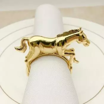 6 шт. Рождественские кольца для салфеток в виде пони, металлические держатели для салфеток в виде животных со знаком зодиака, для украшения дома в канун Нового года золотой