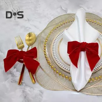 6 шт. рождественские кольца для салфеток с бантом, красные бархатные рождественские кольца-держатели для праздничного ужина, свадебного стола, декора, шикарный набор пряжек для салфеток красный