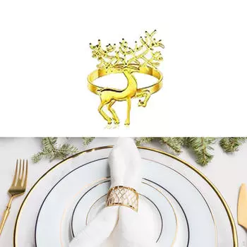 6 шт. Рождественские олени кольца для салфеток держатели для оленей украшения стола для рождественского фестиваля Gold