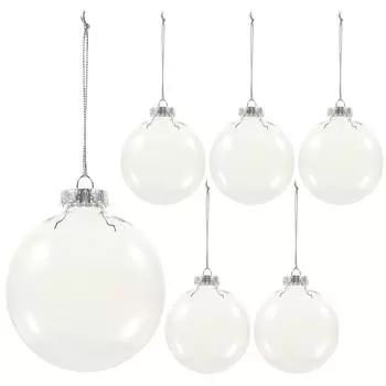 6 шт. Рождественские плоские шарики, идеи для украшения, украшения, подвесные украшения, заполняемые для домашних животных, пластиковые прозрачные украшения своими руками 6X6CM