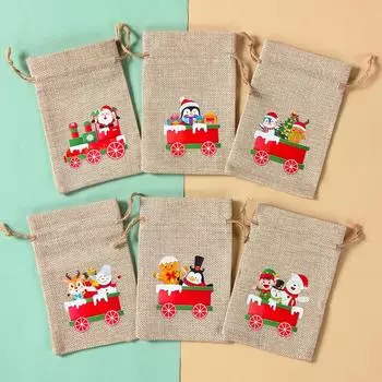 6 шт. Рождественские подарочные пакеты, рождественские подарочные упаковочные пакеты 2025, рождественские украшения для дома, новогодний подарочный пакет для конфет, упаковка other
